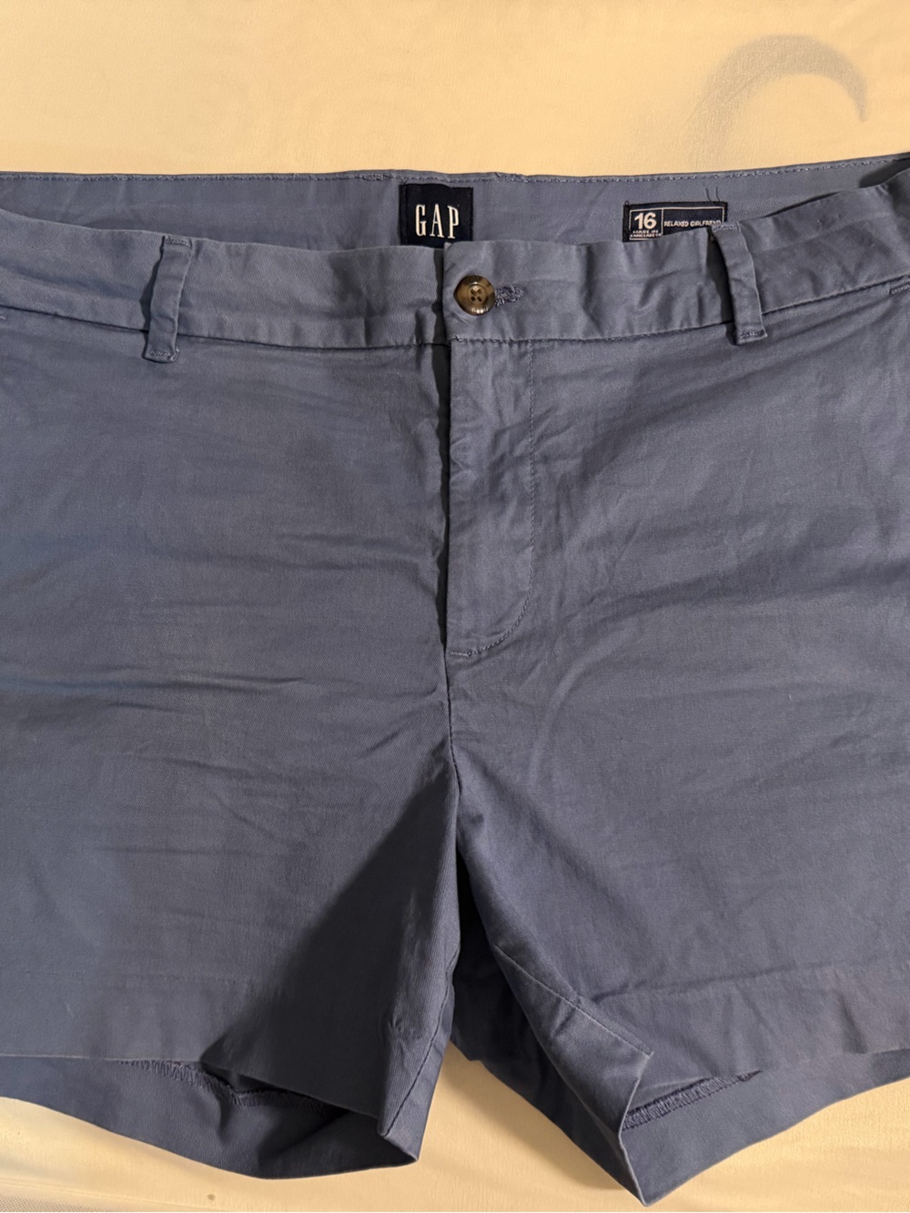 GAP Women's Slate Blue Flat-Front Chino Shorts Size 16 Like New